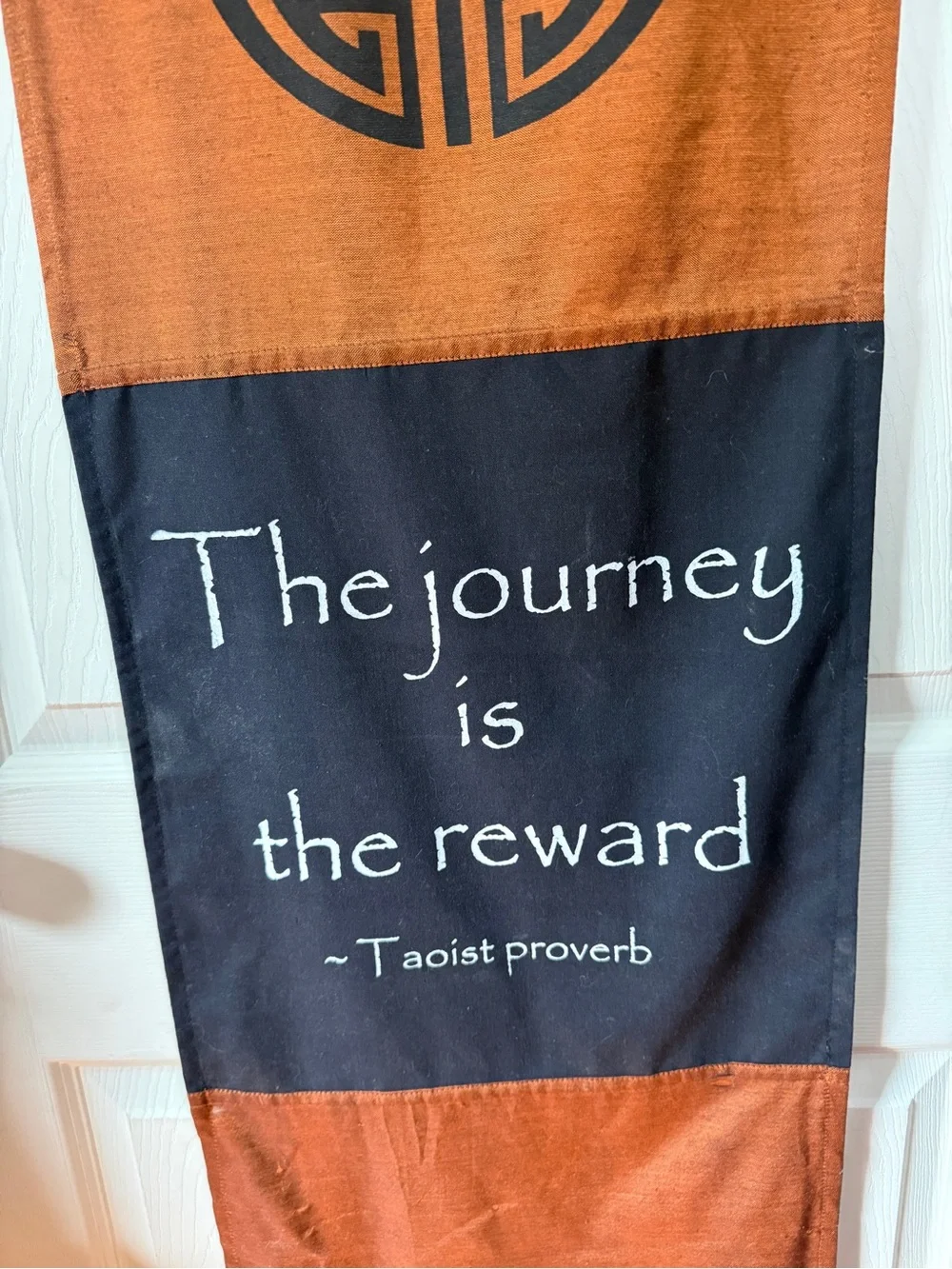 Tapestry Wall Hanging Rust & Black Taoist Proverb The Journey is the Reward